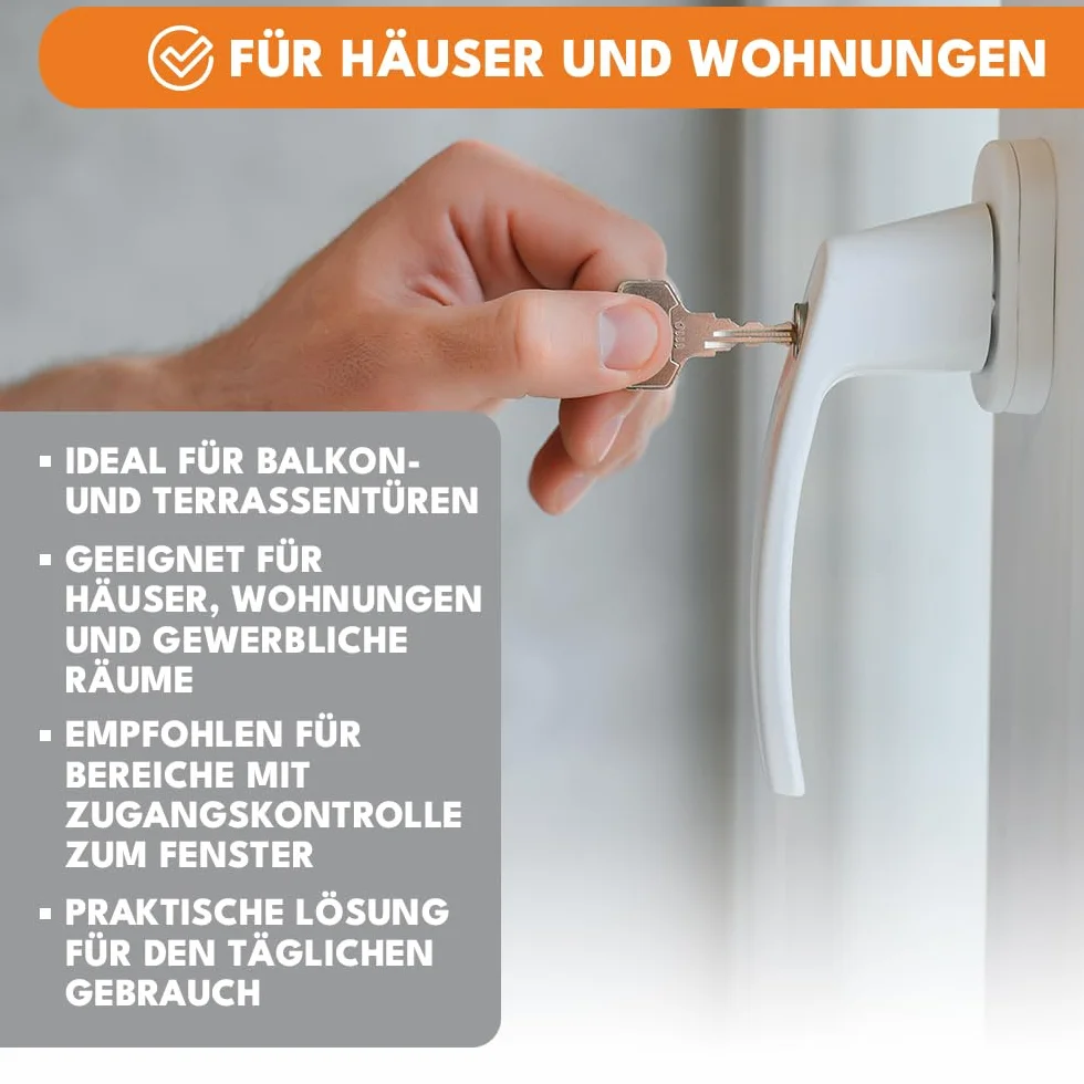 KRUMAD Tirador de ventana con cerradura, color blanco, tirador de ventana con llave y botón de presión, mango de aluminio estable para seguridad infantil y protección antirrobo, para ventanas y