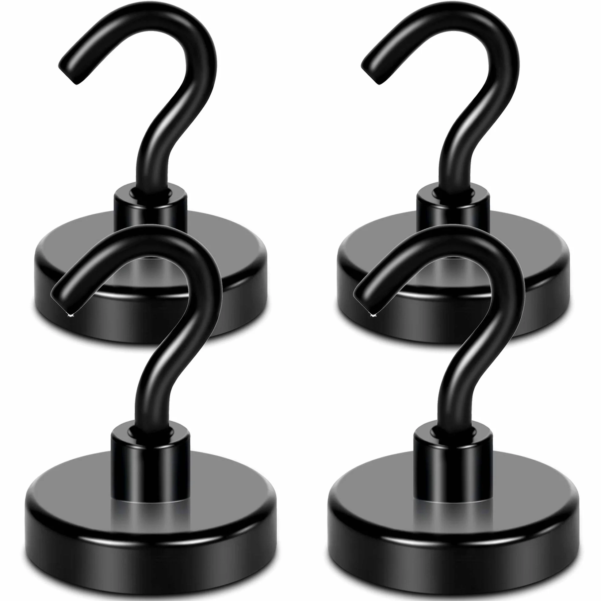 Neosmuk Ganchos magnéticos negros resistentes, imán extra fuerte de 100 libras con gancho de metal para refrigerador, súper imán para crucero, parrilla, cocina, barbacoa, herramientas. Paquete de 4