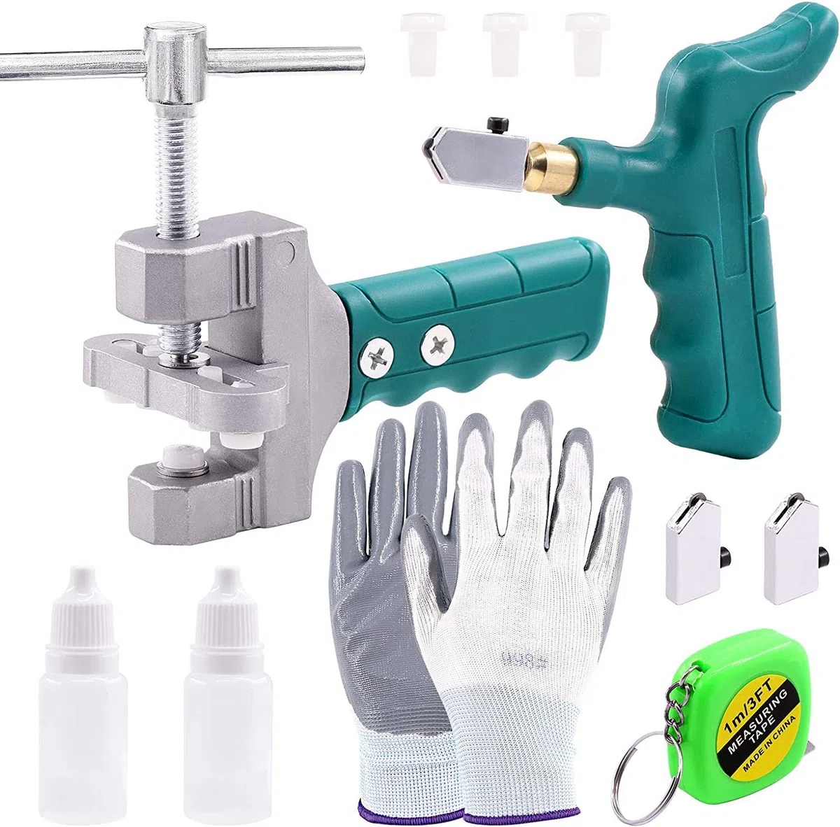 Swpeet 12 piezas 2 en 1 de cristal Tile Cutter Tool Kit, including Pliers Breaking Pliers and Glass Glass Mirror Cutting Kit, Glass Running Pliers Ceramic Cutting Tool for Easy Glide Glass & Tile