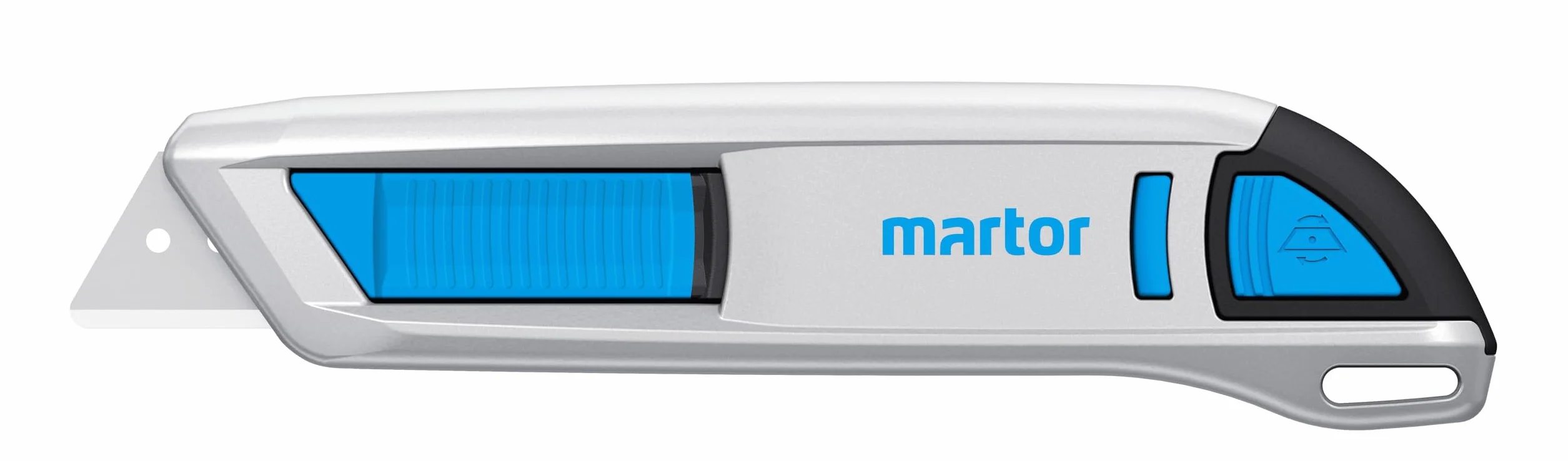 MARTOR Cuchillos de seguridad con retracción de hoja, SECUNORM 500, Cúter profesional, aluminio, Para diestros y zurdos, logística