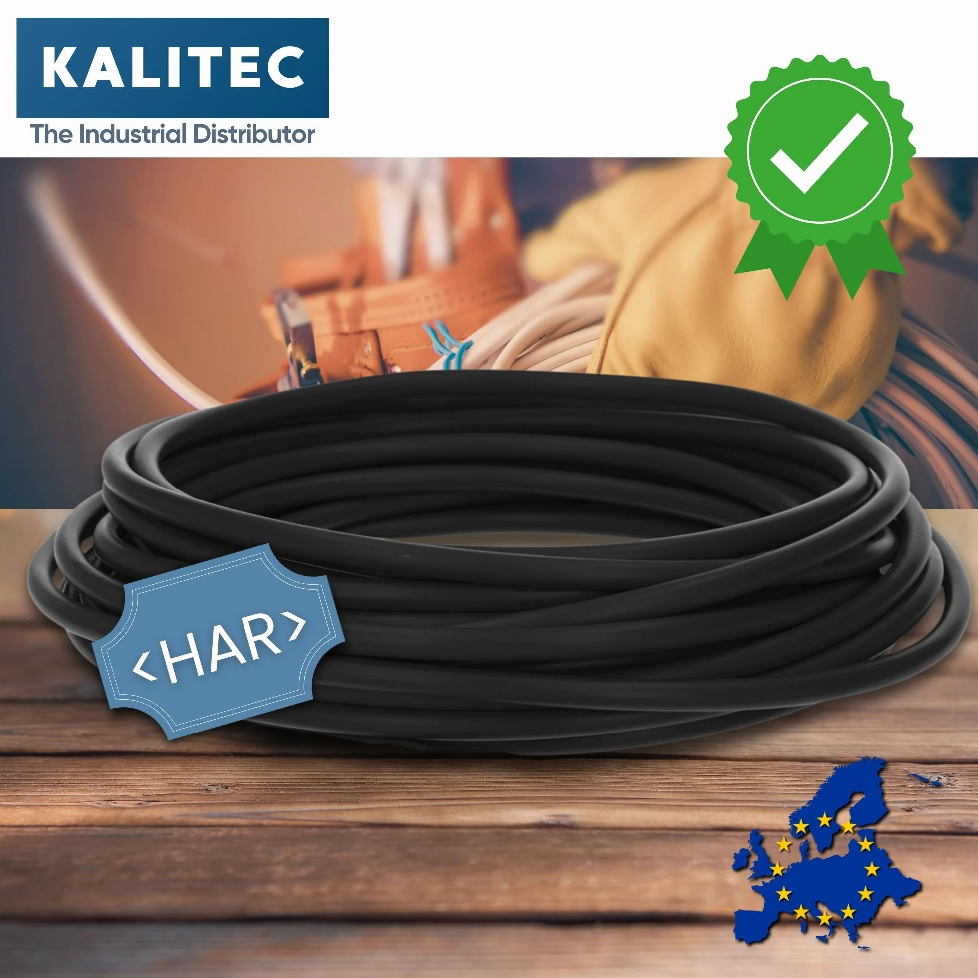 Kalitec H07V-K cable 16 mm² flexible 2 metros negro