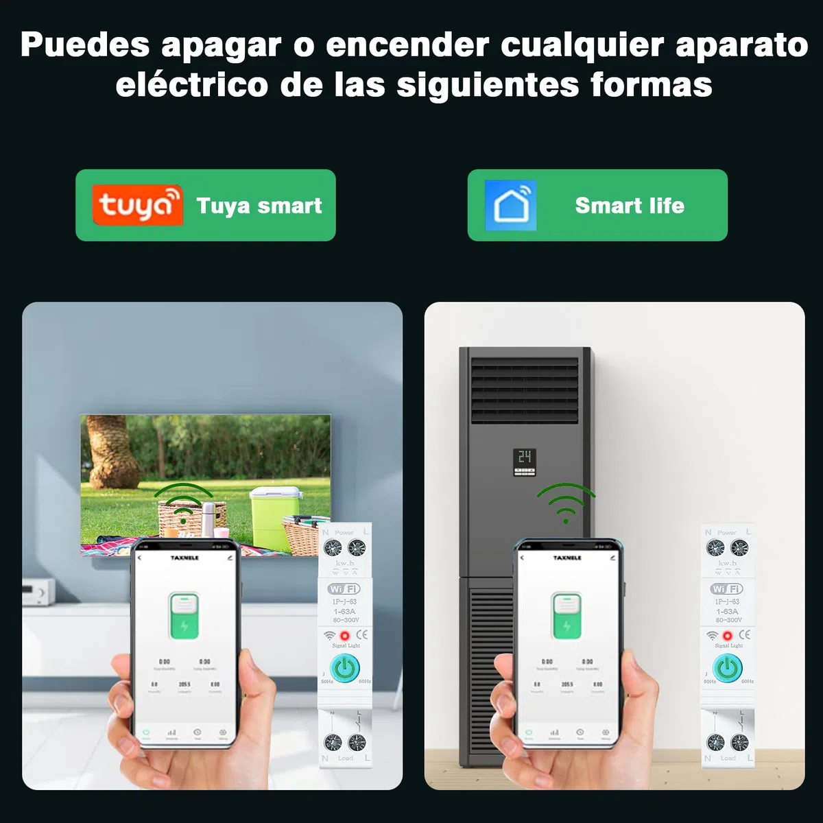 AC 220V 63A disyuntor en miniatura wifi interruptor de carril DIN para Smart Home APP control remoto 3 modos de temporización Vista en tiempo real de los distintos datos de corriente.