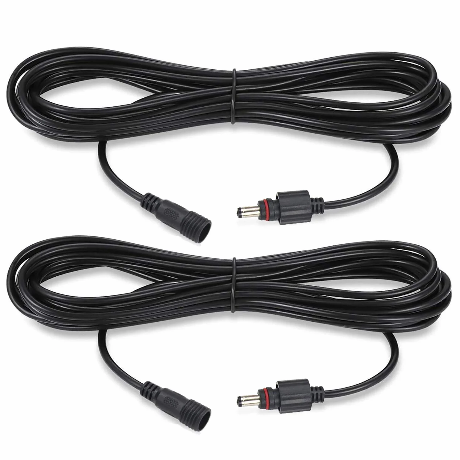 Cable de extensión de 5 m 2 Paquete, Cable de extensión IP65 a Prueba de Agua 16.4 pies Solo para luz de Pico Solar 2 en 1 Negro