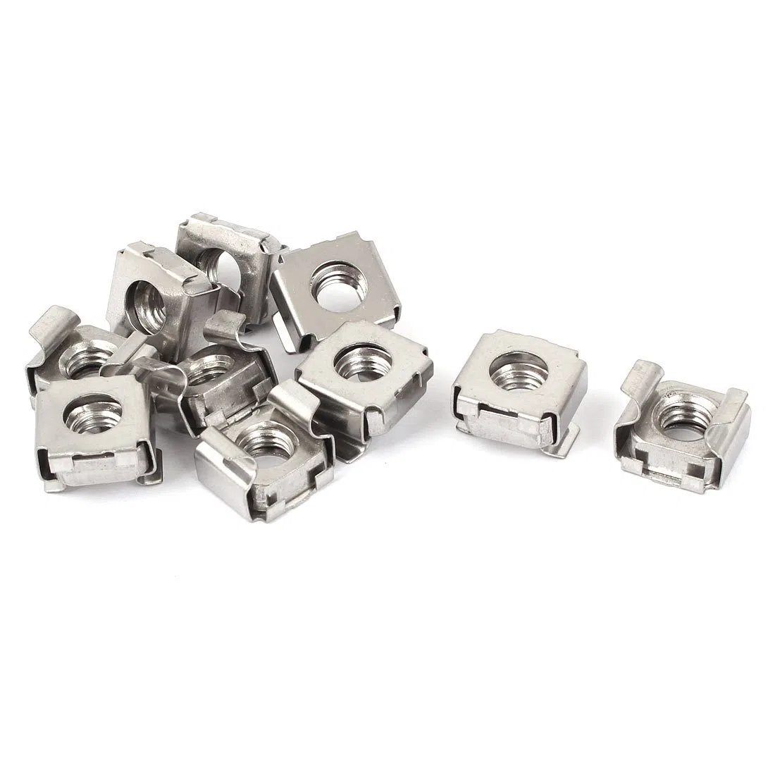 sourcing map – ® M8 x 1,25 mm de paso 304 Acero inoxidable Tuercas Enjauladas Siliver Tone 10 piezas