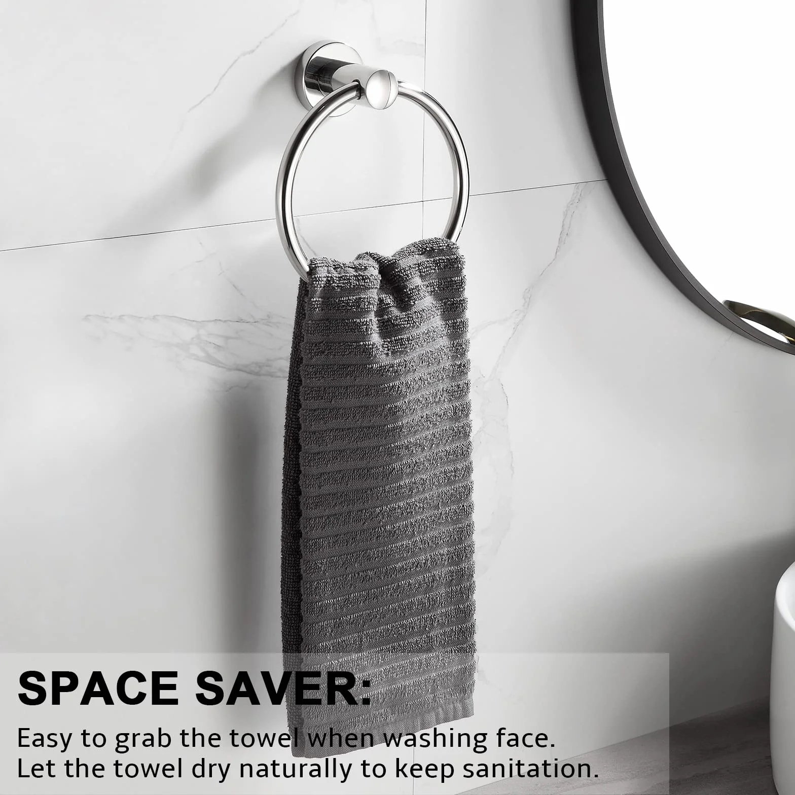 BGL Toallero de acero inoxidable 304 cromado de estilo contemporáneo, accesorios de baño (toallero)