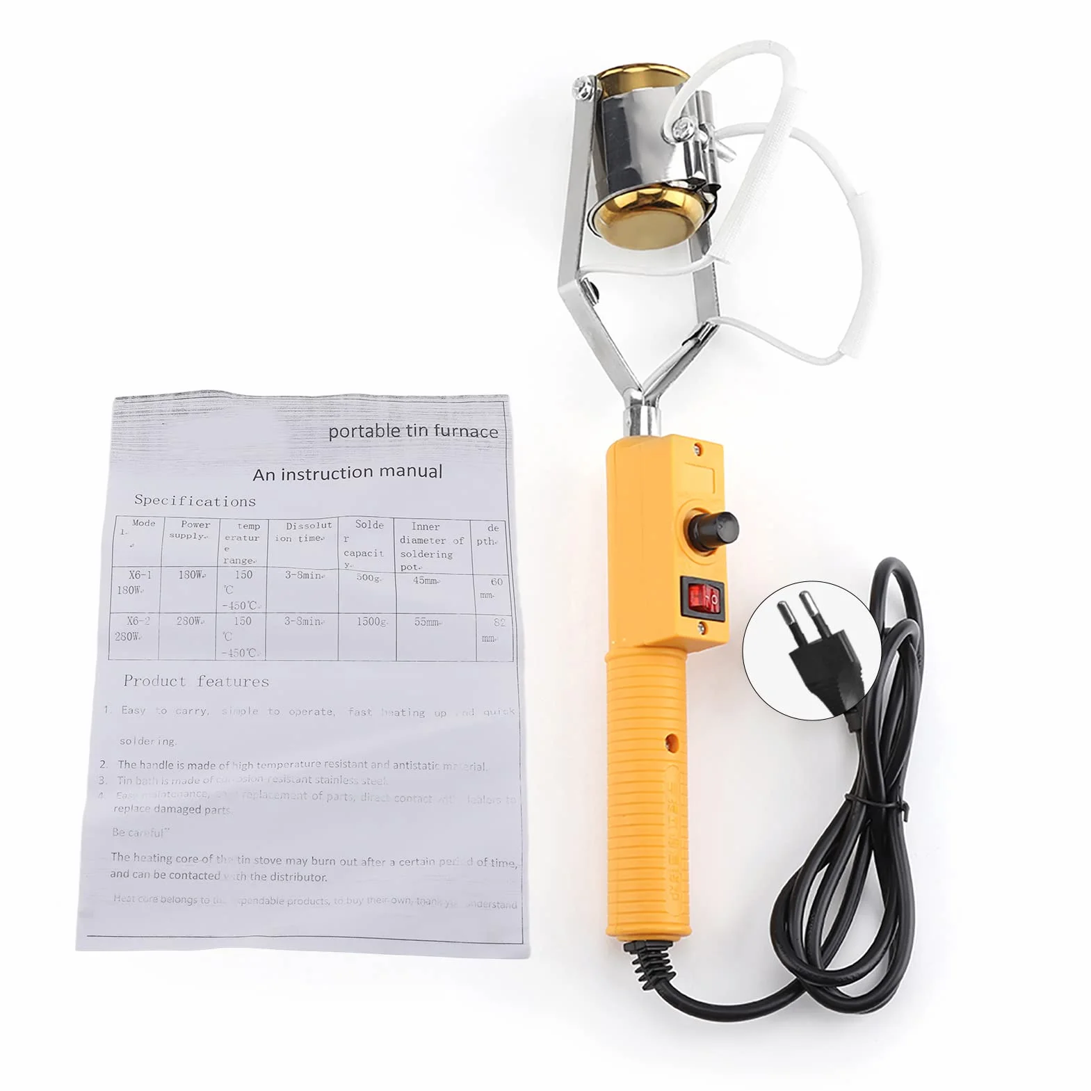 Crisol de Soldadura Portátil, Crisol de Soldadura de Estaño de Diseño Profesional Resistente a Altas Temperaturas para Fábrica (280W estándar europeo 220V)
