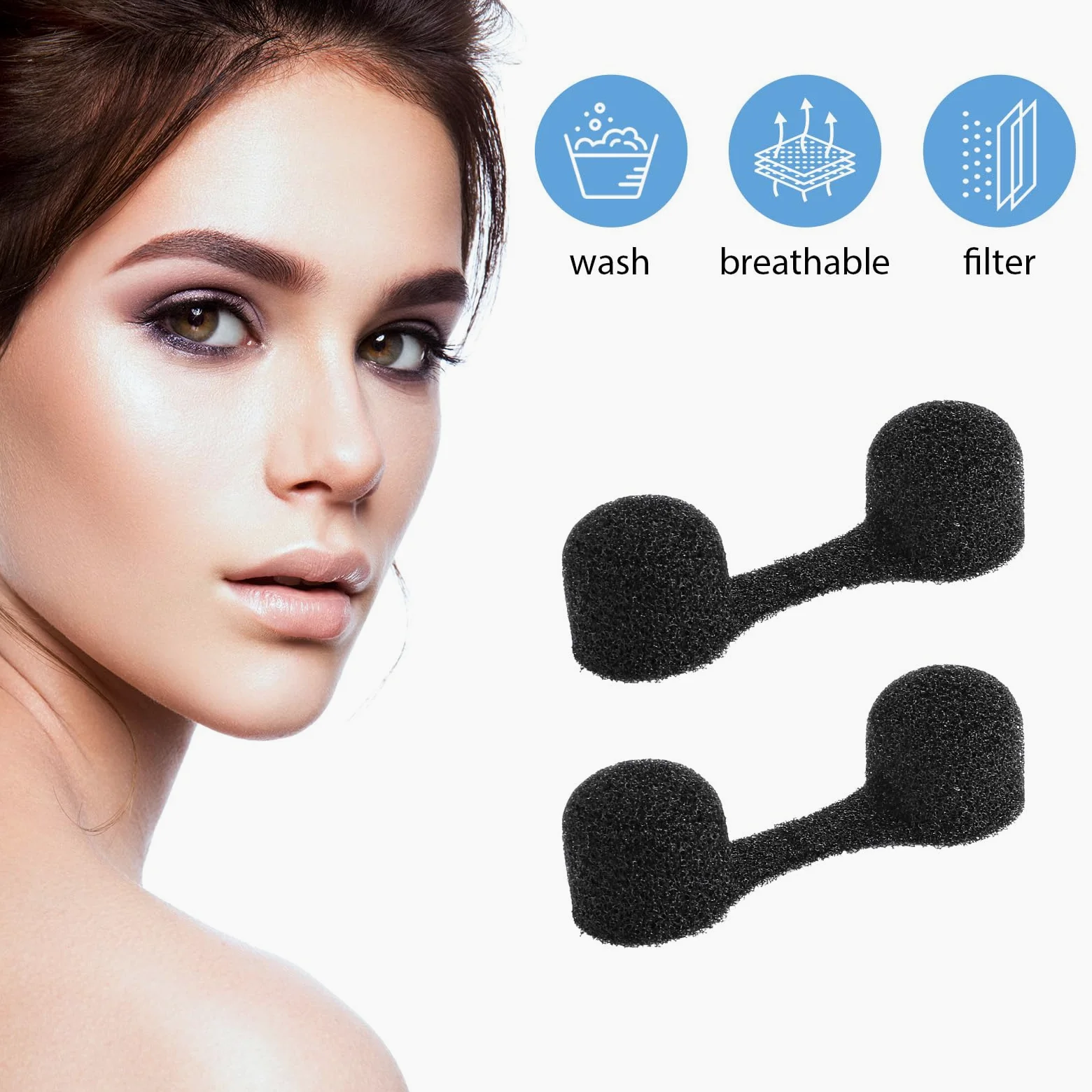 Dimeho 100 filtros desechables de tapón de nariz, filtros de polvo de nariz a granel, filtros de fosas nasales para bronceado, soldadura, polvo, alergias, polvo, áreas de construcción (negro)