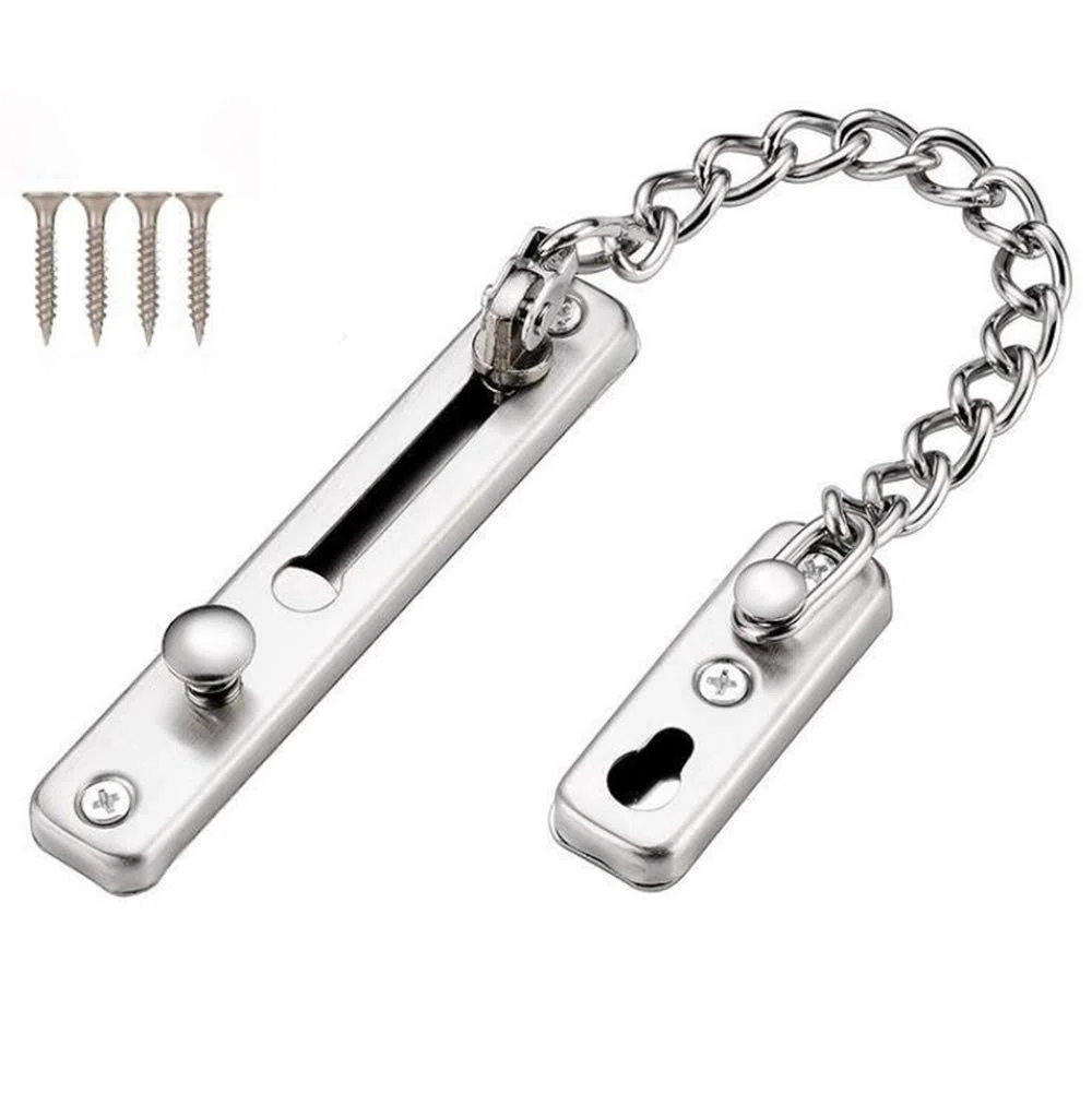 KAFENDA Cerradura de cadena de puerta de seguridad Pestillo de cerradura de puerta resistente con broches de resorte Cerraduras de cadena de acero inoxidable para puerta interior
