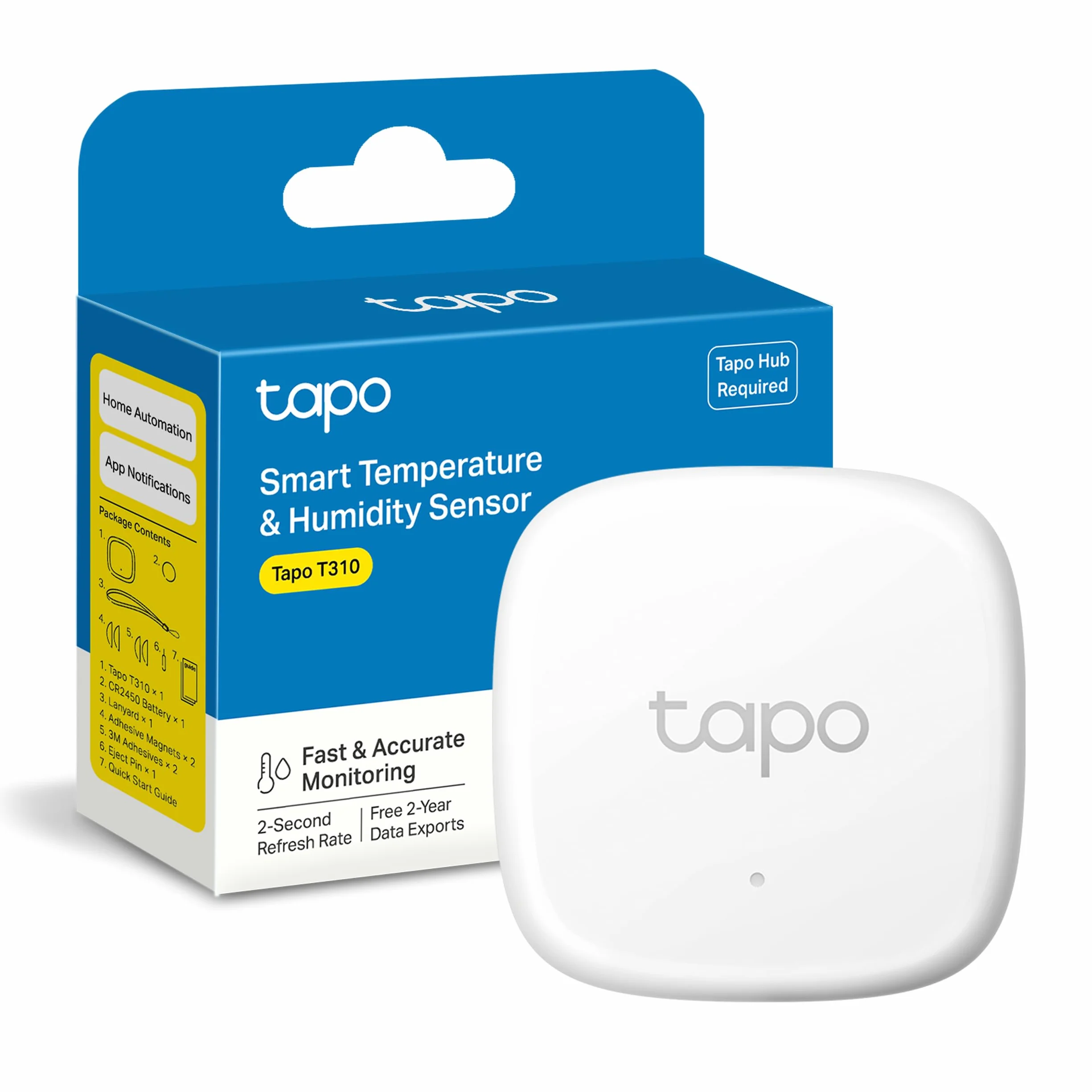 Tapo TP-Link T310 Sensor de Temperatura y Humedad WiFi Inteligente, Alta Precisión, Control a Distancia, Bateria Larga Duración (Requiere Hub)