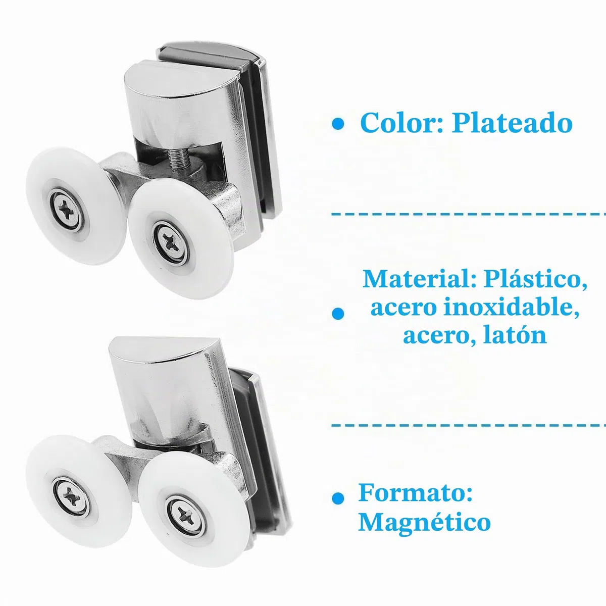 4 ruedas dobles para puerta de ducha, rodillos de puerta de ducha, ruedas de cabina de aleación de zinc, repuesto para cabinas curvas, puertas curvas (2 arriba, 2 abajo)
