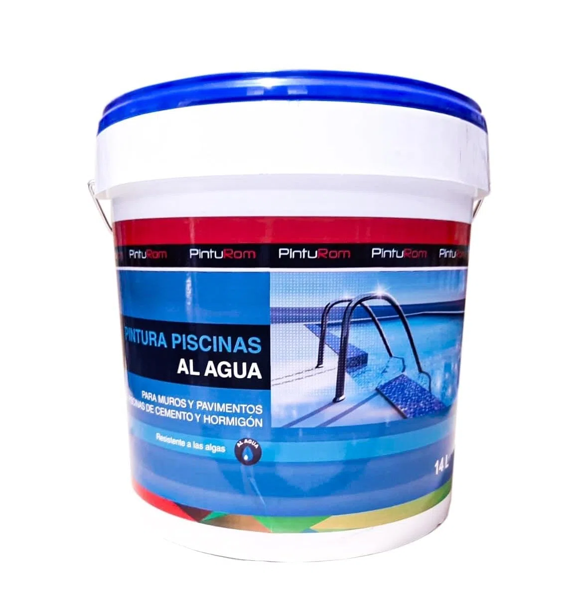 Pintura piscina al agua acrílica para cemento y hormigón, de 8-10 m²/L. por mano, Secado en 30-60 min (Azul, 4 L.)