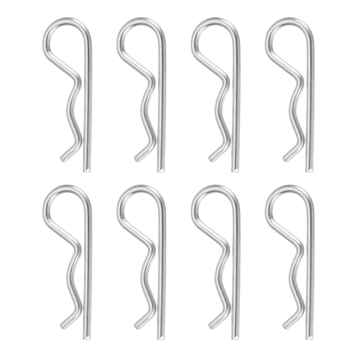 QUARKZMAN 8 Pcs Pasador De Enganche, 4mm x 75mm Clips R 304 Acero Inoxidable Pasadores De Retención Alambre Pasadores De Horquilla Juego De Clips Para Remolques Tractores Carritos, Plateado