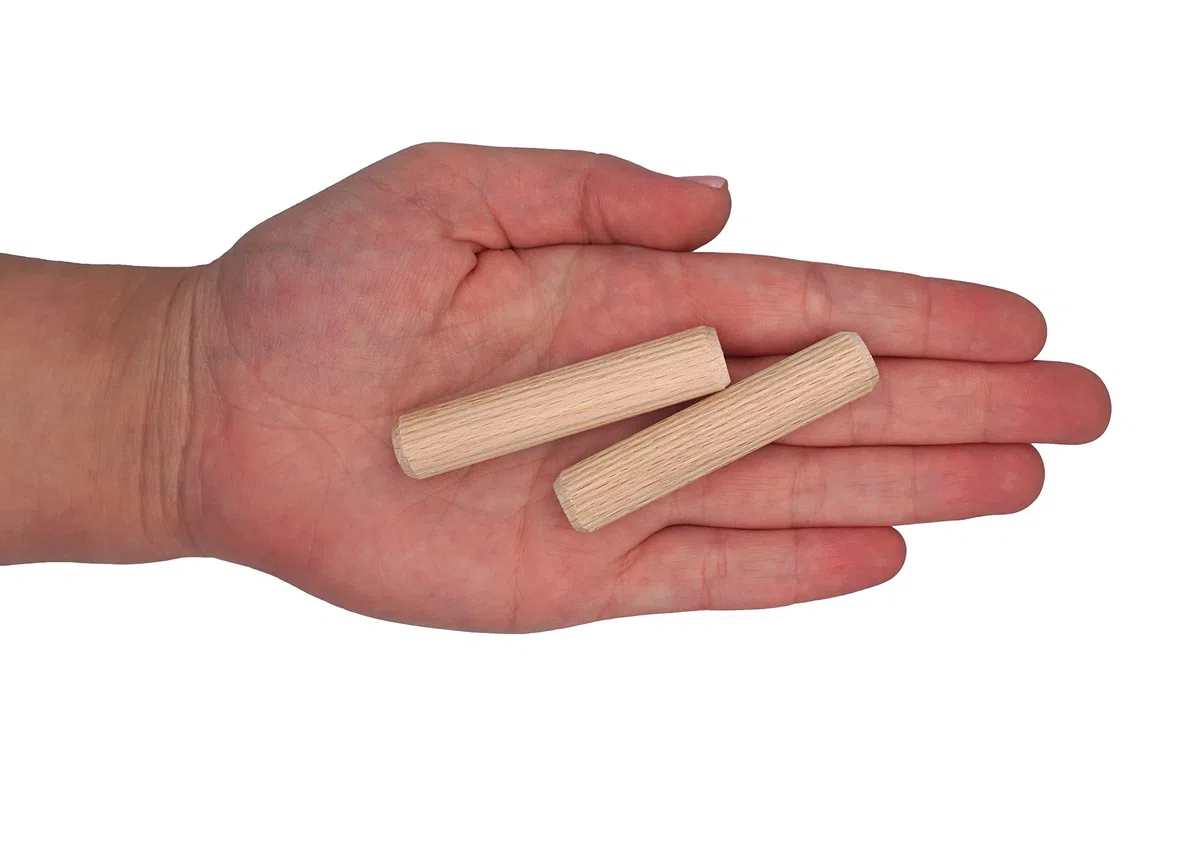 SKIR'CO (150 piezas) Tacos de madera 12 x 60 mm, tacos de madera ranurados, pasadores acanalados para muebles, tacos ranurados