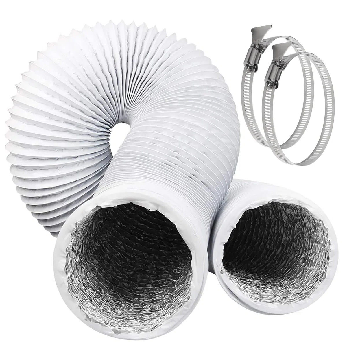 Ø 100 mm Tubo Flexible de Salida de Aire 6 m Tubo Aire Flexible di Aluminio PVC para Extractor de Aire Climatización Secadora Conducto de Aire de Ventilación Sistemas con 2 Abrazaderas