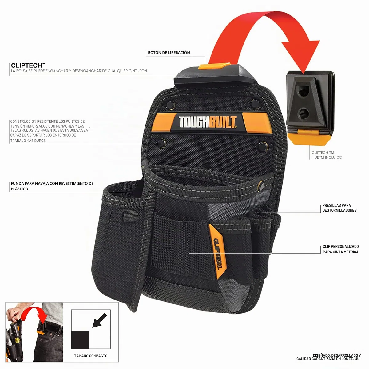 ToughBuilt tou-ct-26 Funda Universal para Cuchillo de bolsillo y herramientas