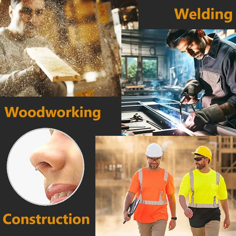 Filtros nasales WoodyKnows para actividades polvorientas, herramienta útil para realizar trabajos industriales (Prueba S/M/L/XL, 1 filtro + 2 reemplazos para cada tamaño)