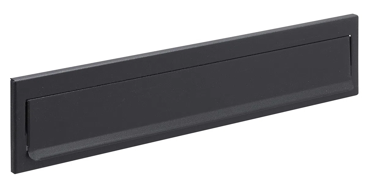 ARREGUI C614 Bocacartas Maxi de Acero Para Puertas o Verjas en el Exterior, Bocacartas Exterior, Boca de 32,5 x 3 cm, Resistente a la Intemperie, Medidas 34,2 x 7,3 cm, Negro Texturizado