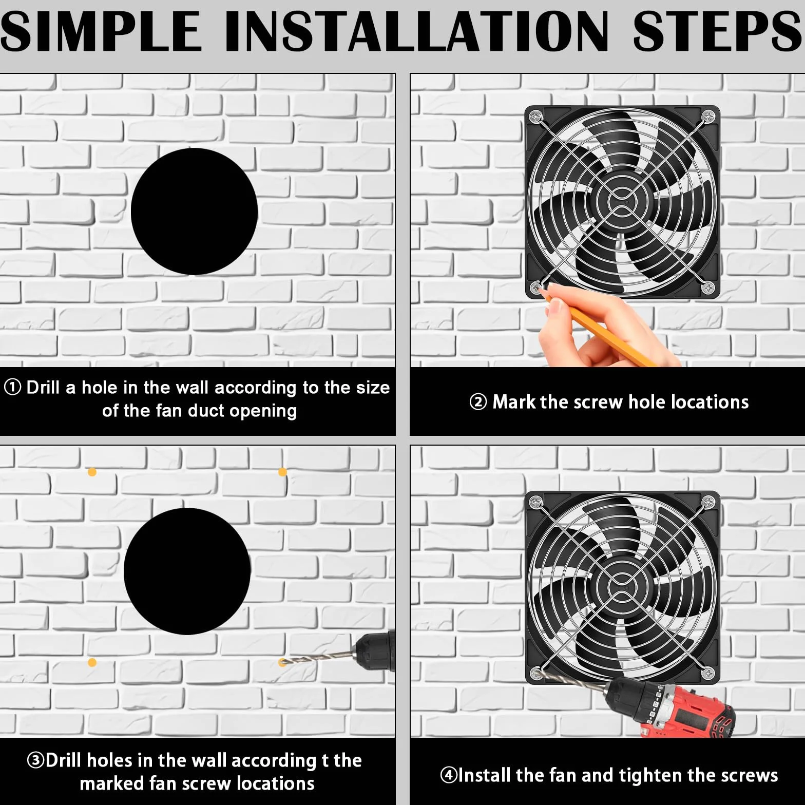 Ventilador de tubo de 100mm, ventilador de extracción, ventilador de conducto con regulador de velocidad, ventilador DC12V para cocina, baño, garaje, invernadero - Silencioso y resistente al calor