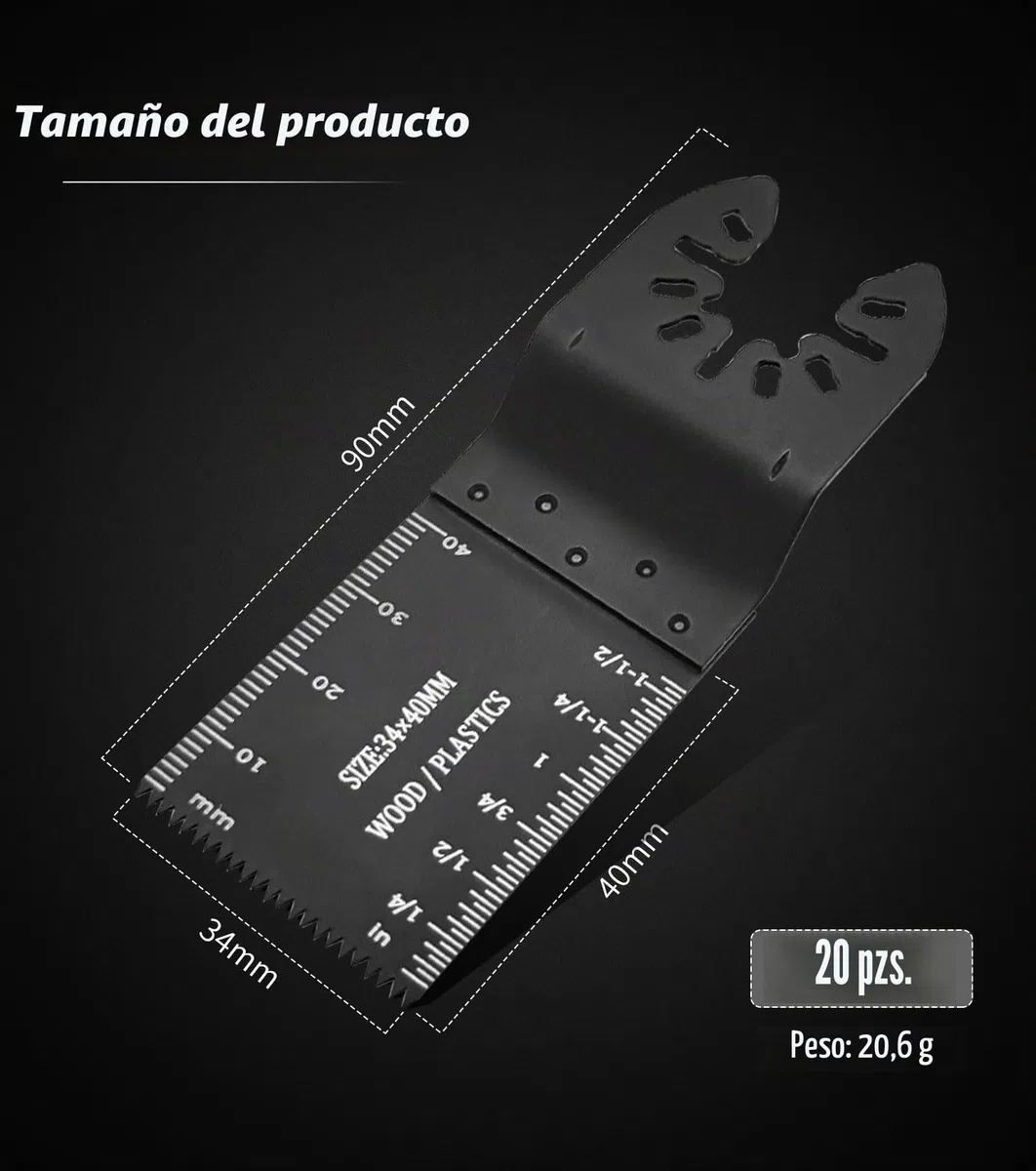 20 PCS Cuchillas Herramientas Oscilantes Multiherramienta de Corte Acero Sierra para Madera Dientes de Carburo para Dremel Fein Multimaster Multitalent Makita Milwaukee Bosch Multitool Accesorios