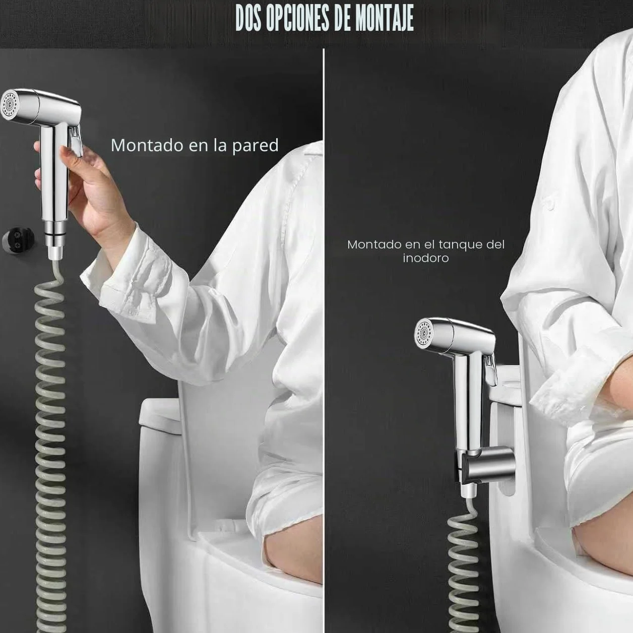 Bidé de mano pulverizador de baño con manguera de resorte soporte de pared, Closestool, cacerola de cuclillas, flor de agua, pañal de paño de limpieza para baño