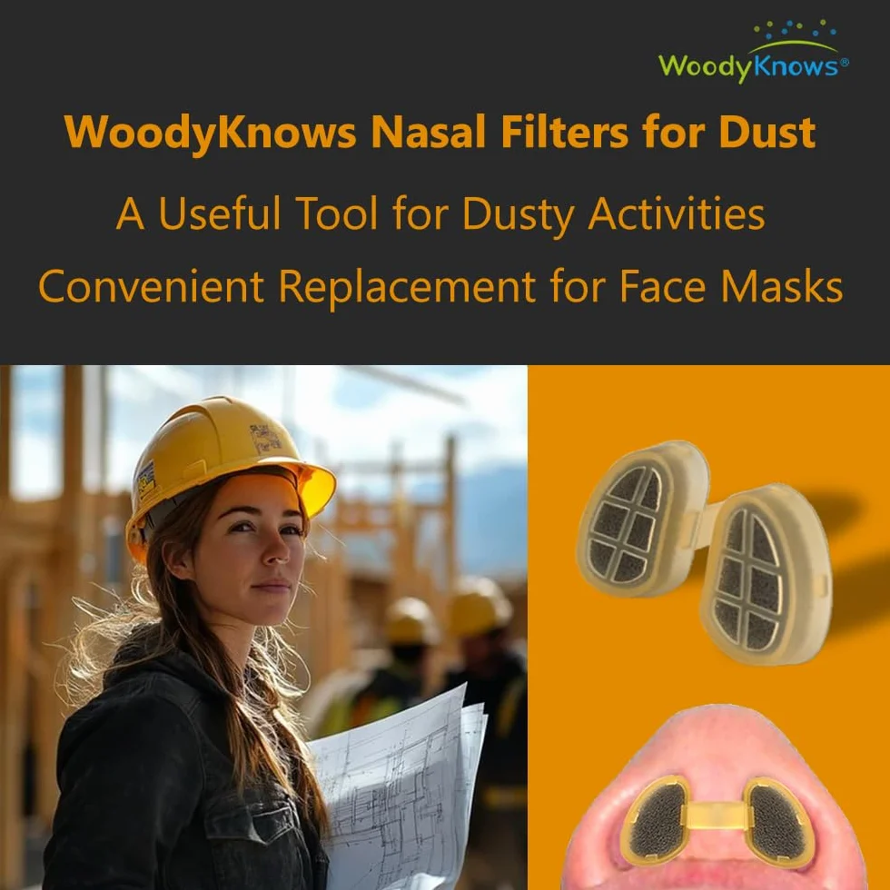 Filtros nasales WoodyKnows para actividades polvorientas, herramienta útil para realizar trabajos industriales (Prueba S/M/L/XL, 1 filtro + 2 reemplazos para cada tamaño)