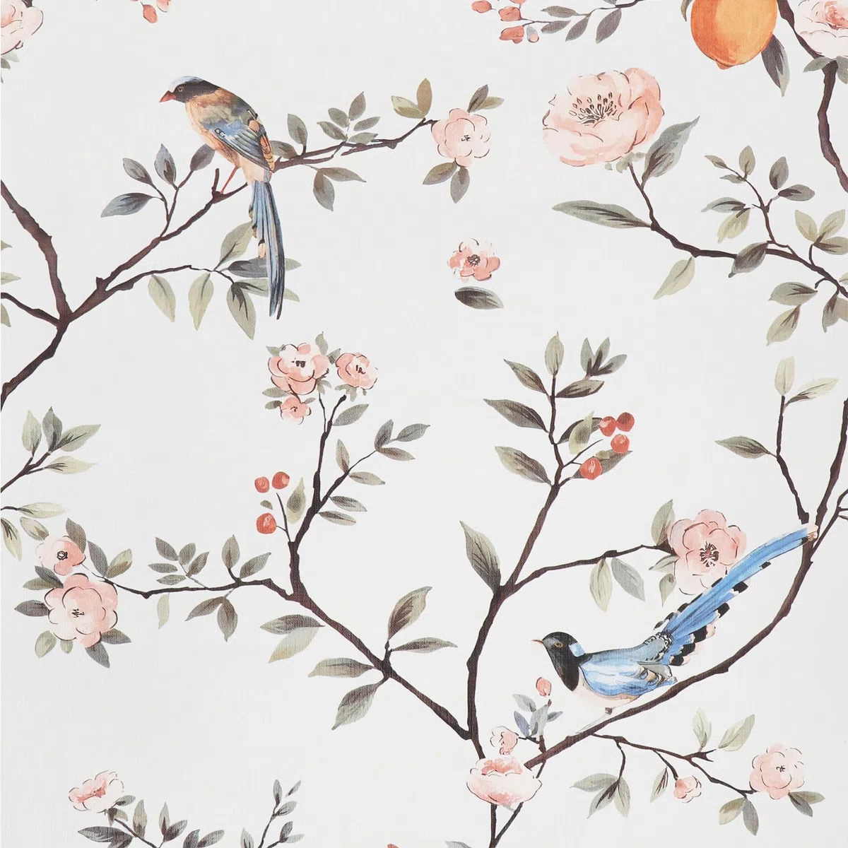 Papel Pintado Autoadhesivo Floral Verde y Rosa - Árboles y Pájaros con Ramas, 44 x 500cm para Muebles, Baño, Sala de Estar, Dormitorio y Cocina