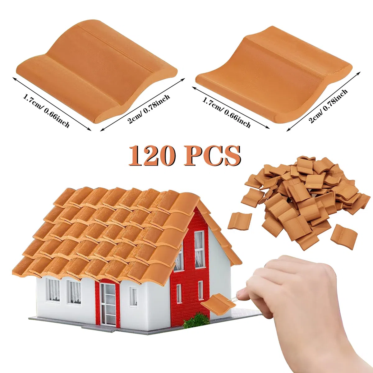 Woohome 322 PCS Ladrillos en Miniatura, Tejas en Miniatura, Tegola Curva Canale Ross Mini Ladrillo Gris para Micro Paisaje, Bricolaje Casa de Muñecas Ladrillos Diorama Hada