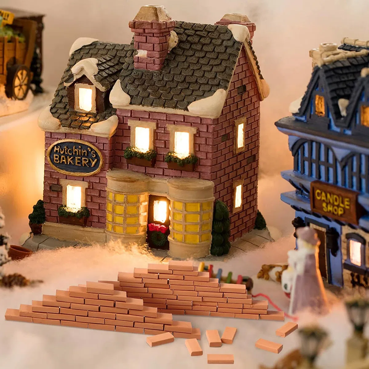 Woohome 322 PCS Ladrillos en Miniatura, Tejas en Miniatura, Tegola Curva Canale Ross Mini Ladrillo Gris para Micro Paisaje, Bricolaje Casa de Muñecas Ladrillos Diorama Hada