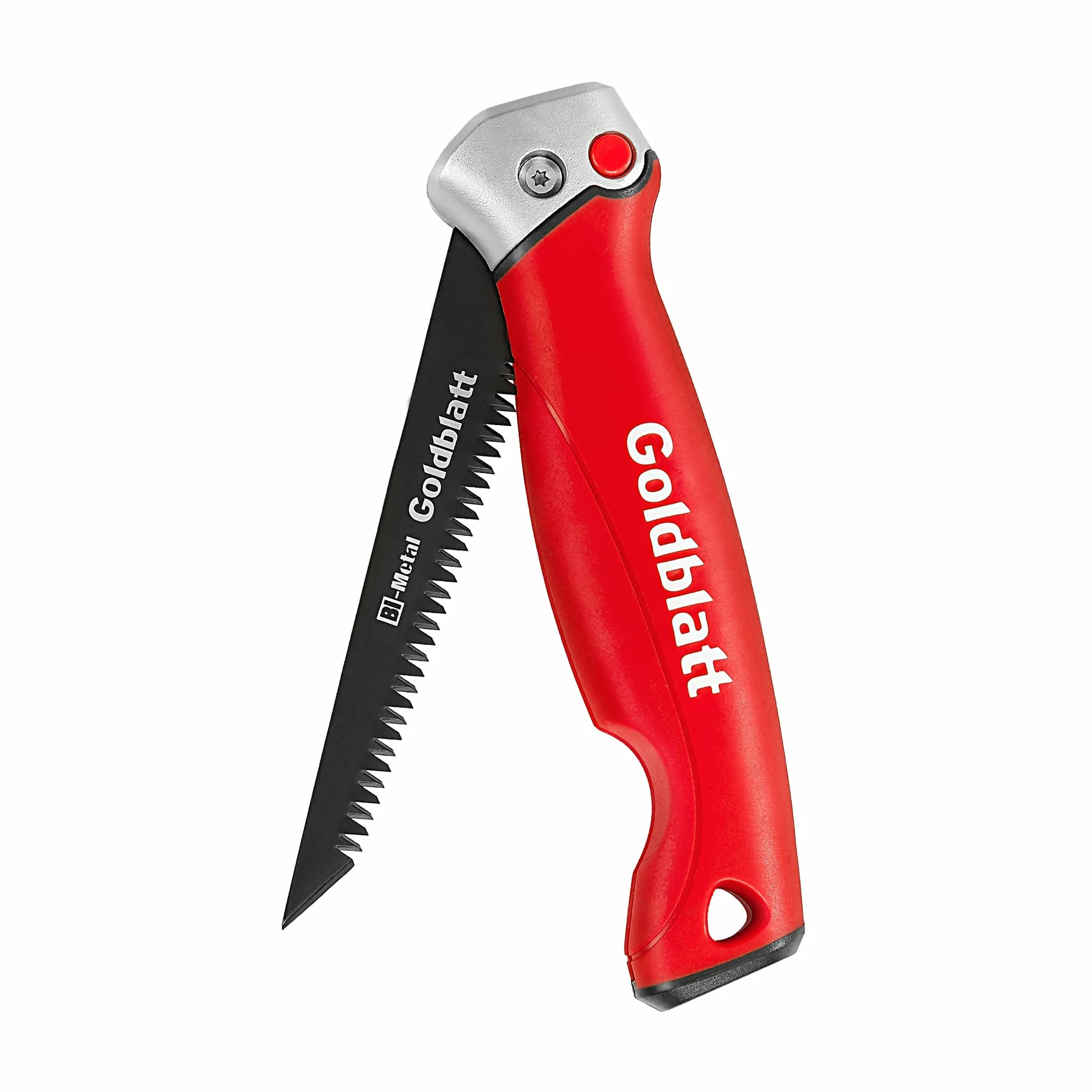 Goldblatt Sierra Plegable 310mm, Serrucho para Cortar Placas de Yeso, Sierra Bimetálica de 8 TPI, 3 Ángulos de Bloqueo, Sierra de Podar con Hoja Curva, Agujero de Colgar