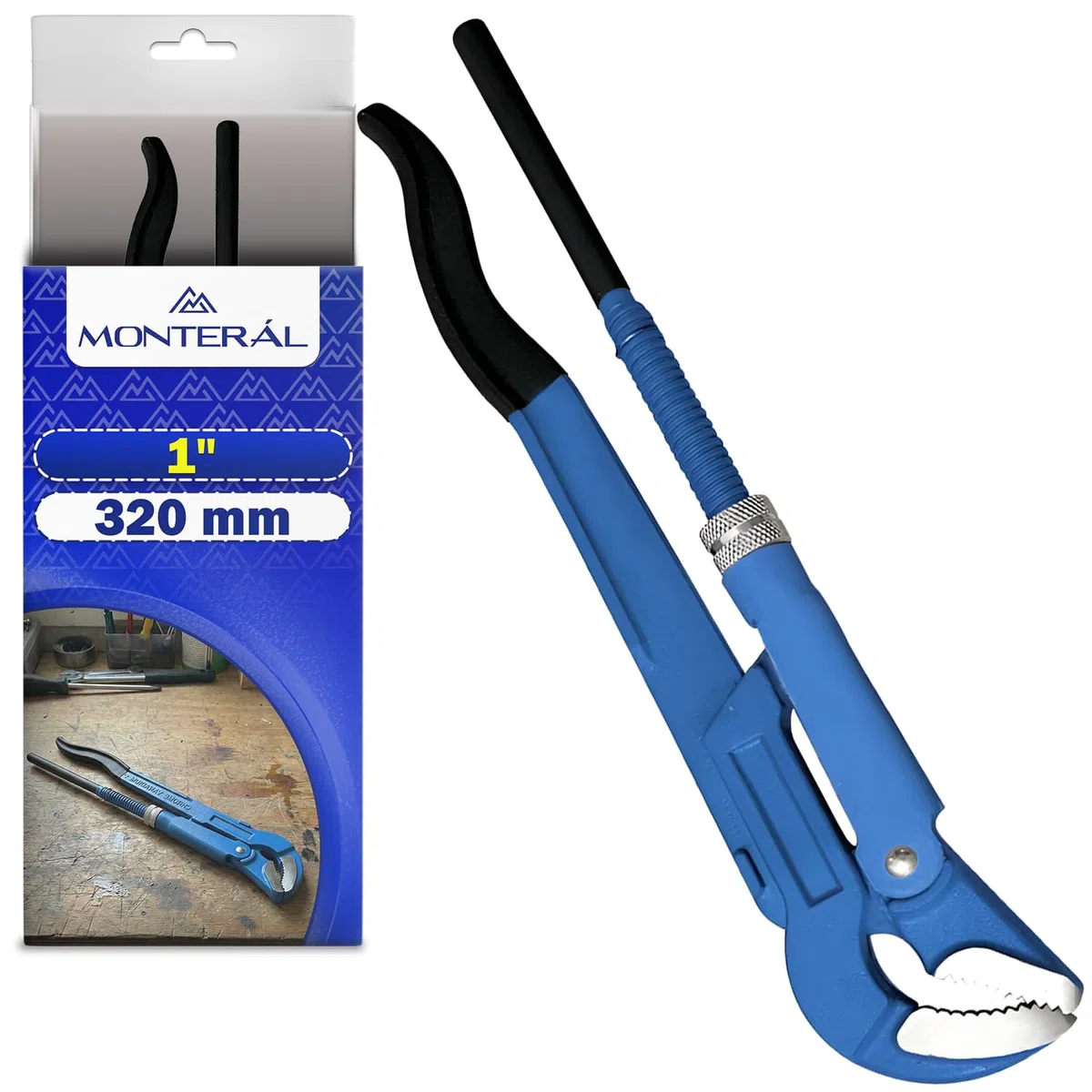 MONTERAL Llave para Tubos de 1" Tipo S 320 mm - Llave Pico Loro Fabricada en Acero Aleado al Cromo-Vanadio CrV - Cumple con Norma DIN 5234