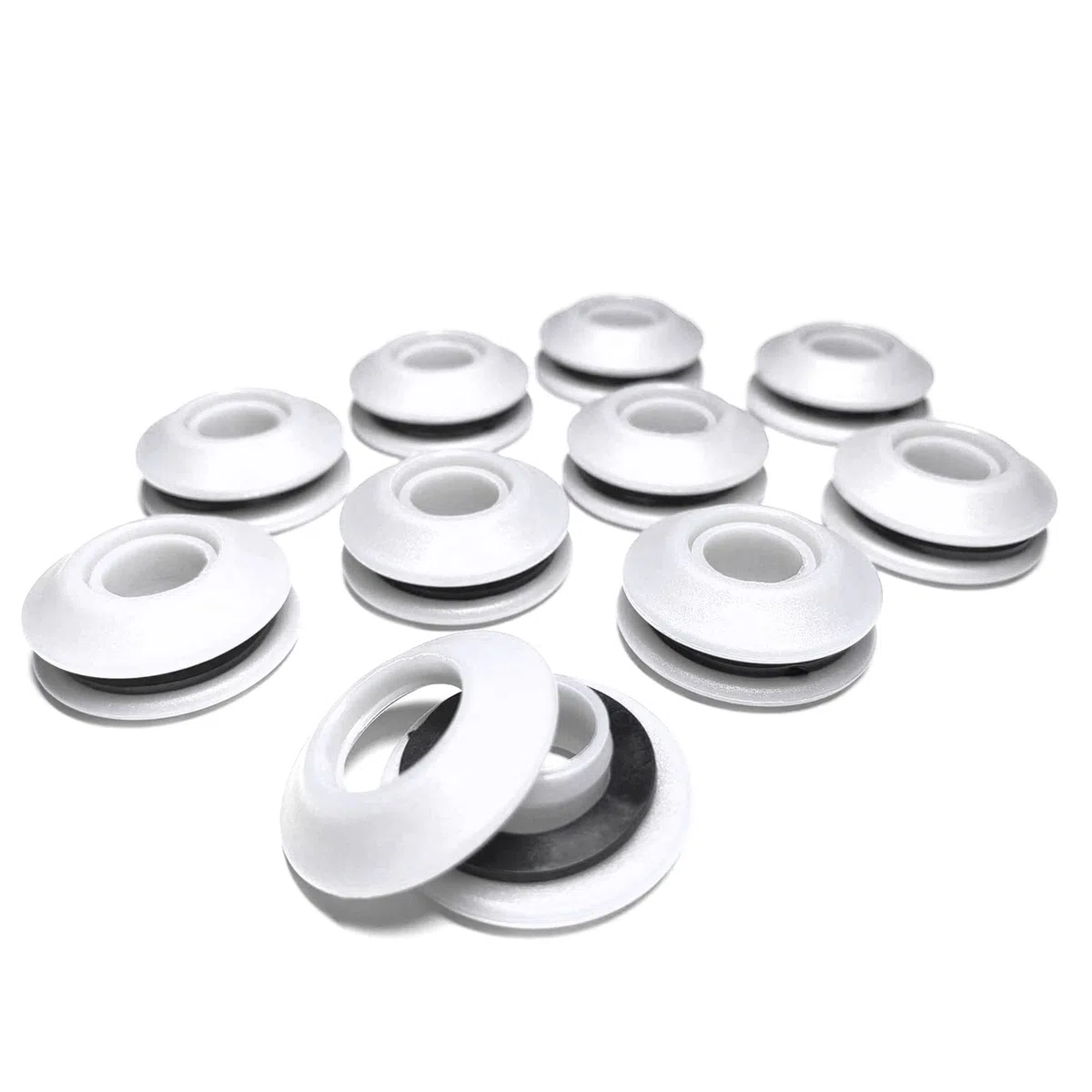 Juego de ojales – 25 unidades, color blanco, para lonas, inoxidables, 28 x 28 x 12 mm, ojales de plástico para lona de piscina
