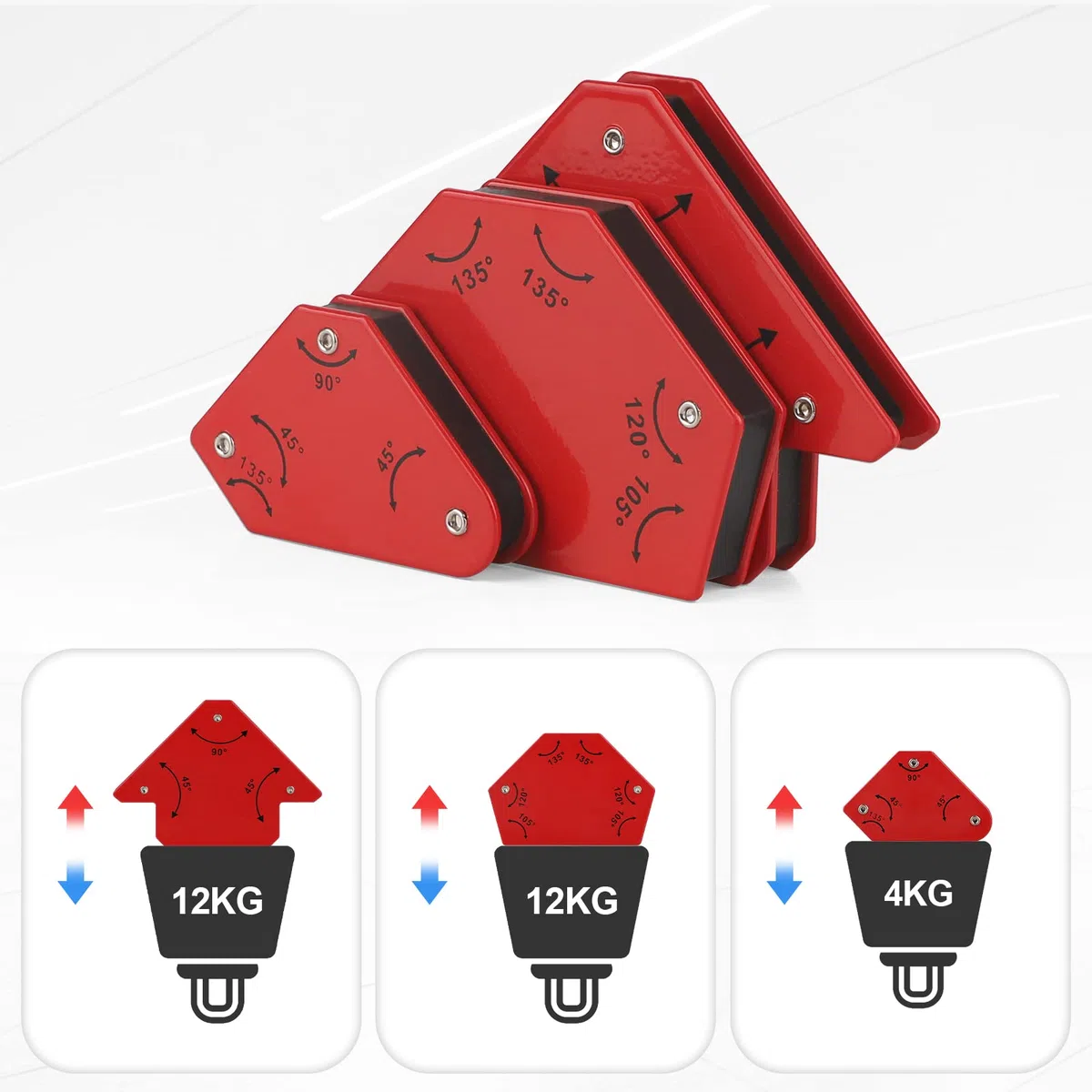 CPROSP 6 piezas Escuadra Magnetica para Soldar con Fuerza Adhesión Iman Soldadura 4.5Kg/11Kg, Ángulo de Soldadura Posicionador Magnetico para Soldar, Imanes para Soldar Angulos