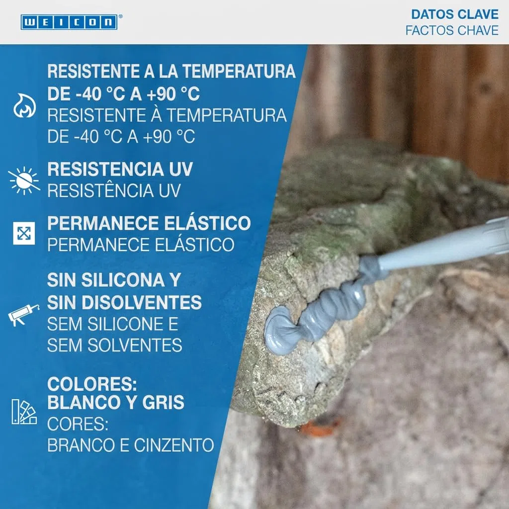 WEICON Adhesivo para Piedra Natural 290 ml, alta adhesión inicial, para todo tipo de piedra, para interior y uso exterior, sin disolventes, blanco