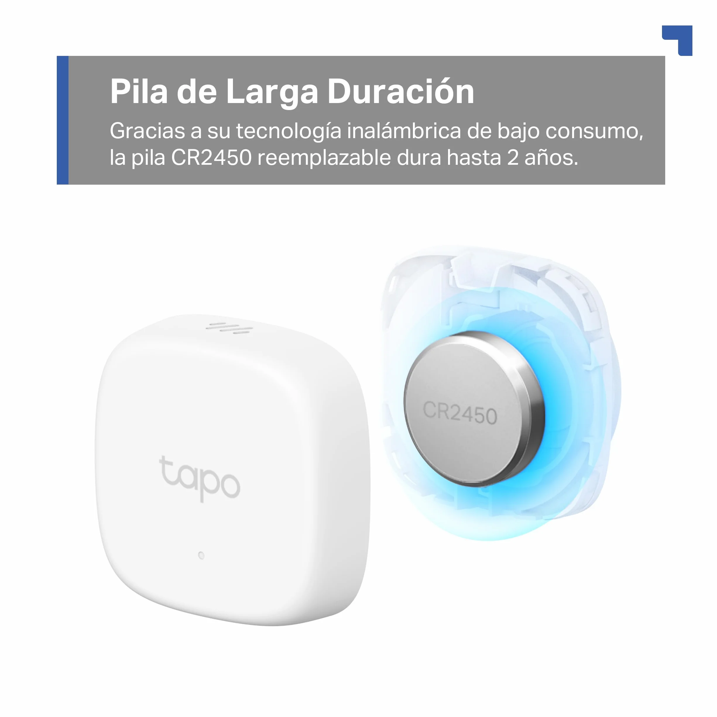 Tapo TP-Link T310 Sensor de Temperatura y Humedad WiFi Inteligente, Alta Precisión, Control a Distancia, Bateria Larga Duración (Requiere Hub)