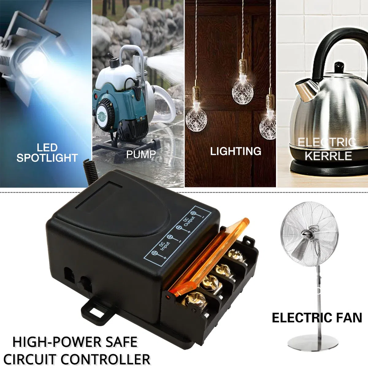 DieseRC Interruptor de Mando a Distancia Inalámbrico de 433Mhz Control de Radio DC 12V 24V 36V 48V 12V-75V 40A Receptor de Relé y Transmisores para Iluminación Bomba de Agua Electrodomésticos