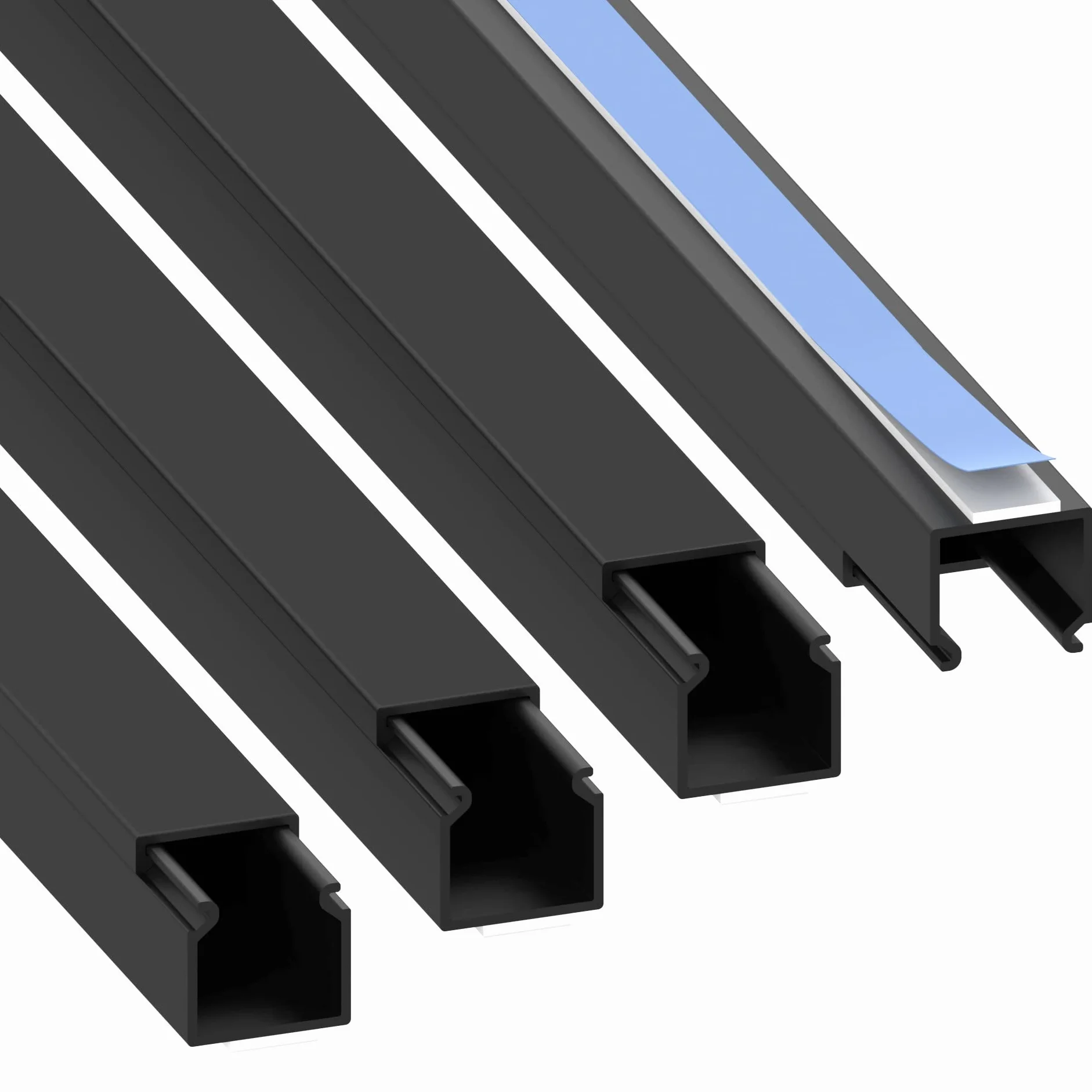 Cablecoach L1515SW4 Canaleta para Cables (autoadhesiva) de PVC, Longitud 4 m (4 x 1 m), Negro