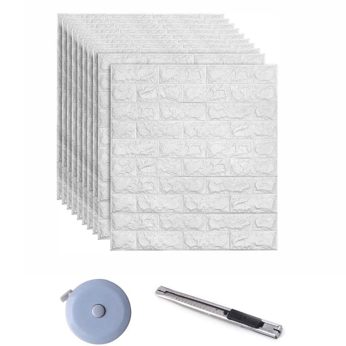 Papel Pintado 3D Ladrillo,10 Piezas PE de Espuma 3D Wallpaper, Autoadhesivo Grueso Impermeable DIY Pegatina de Pared Espuma 3D,para Salón Dormitorio Fondo de Pared Decoración de Arte (Blanco)