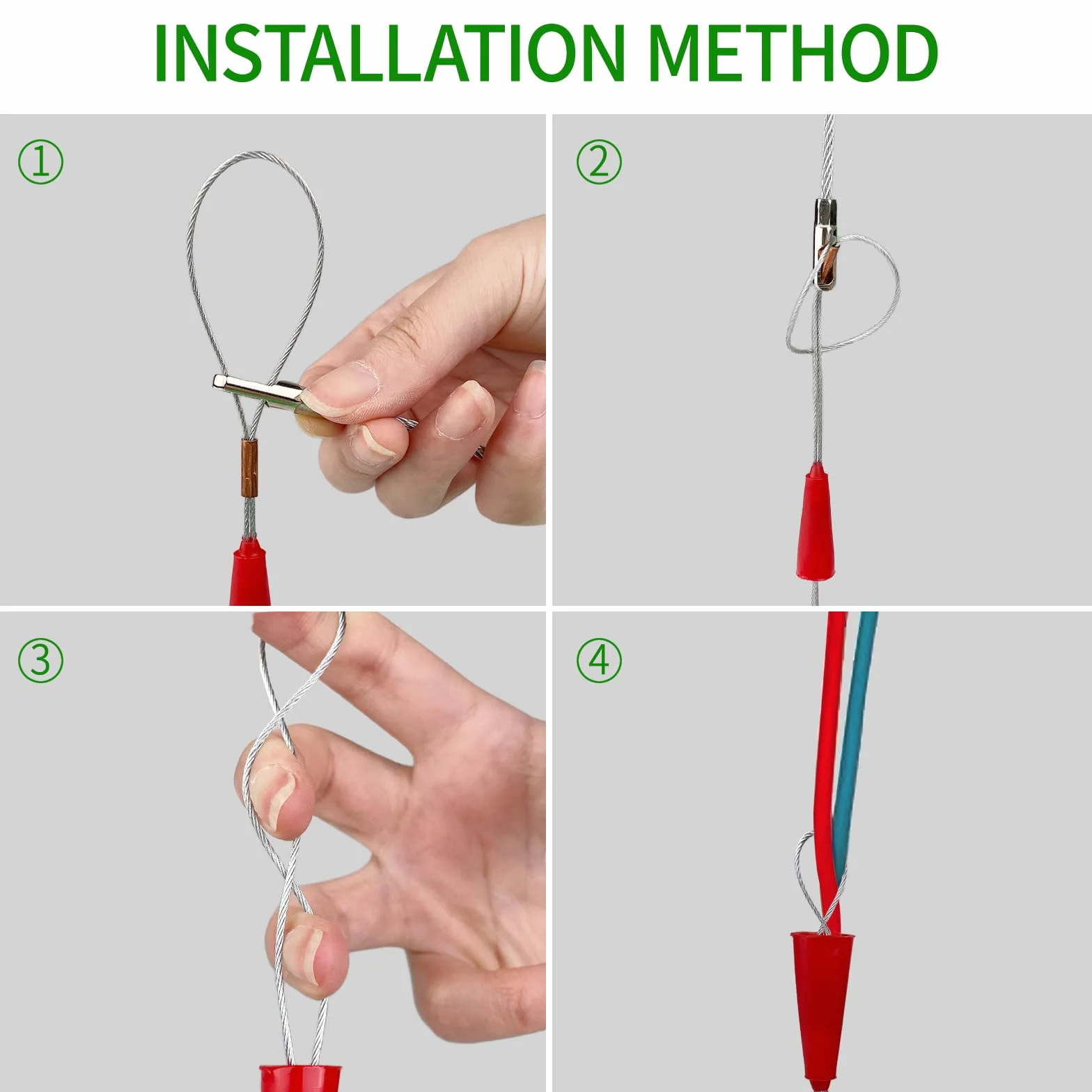Guia Pasacables 30m, Enhebrador de Alambre Electrico Diámetro 4mm, Guia Dispositivo Pasacables con 2 Muelle Guía, Pasacables Trenzada para Tubería Conducto Cable, Comunicación