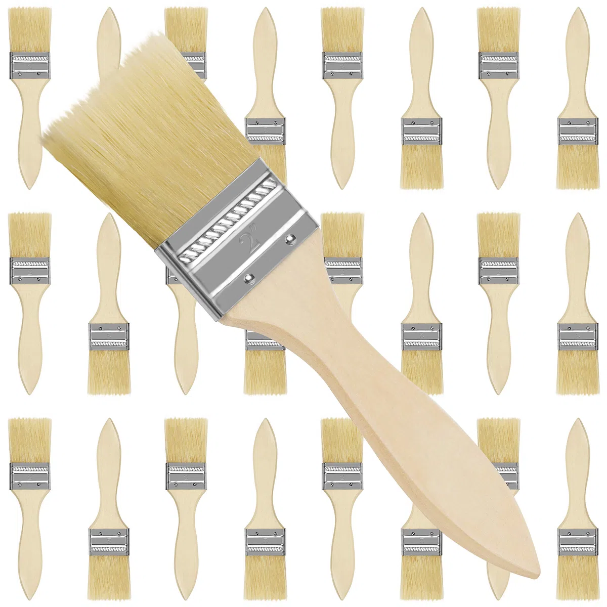 Kurtzy Brochas para Pintar 5,08 cm (Pack de 24) Set Brocha Plana Pintura de Madera Profesional para Pintar, Tintes, Barnices, Pegamentos y Bricolaje en el Hogar – Pack de Pincel Madera
