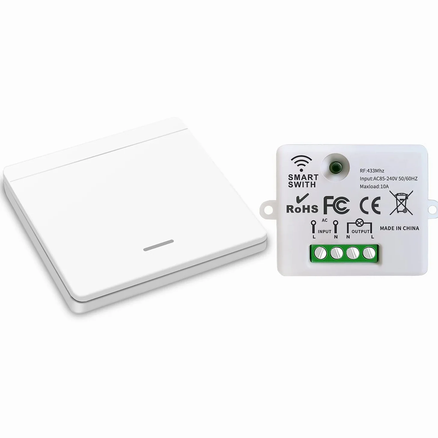 DieseRC Interruptor de luz inalámbrico, interruptor de seguridad del transmisor de RF y controlador del receptor 10A, fácil instalación para lámpara de hasta 1500W