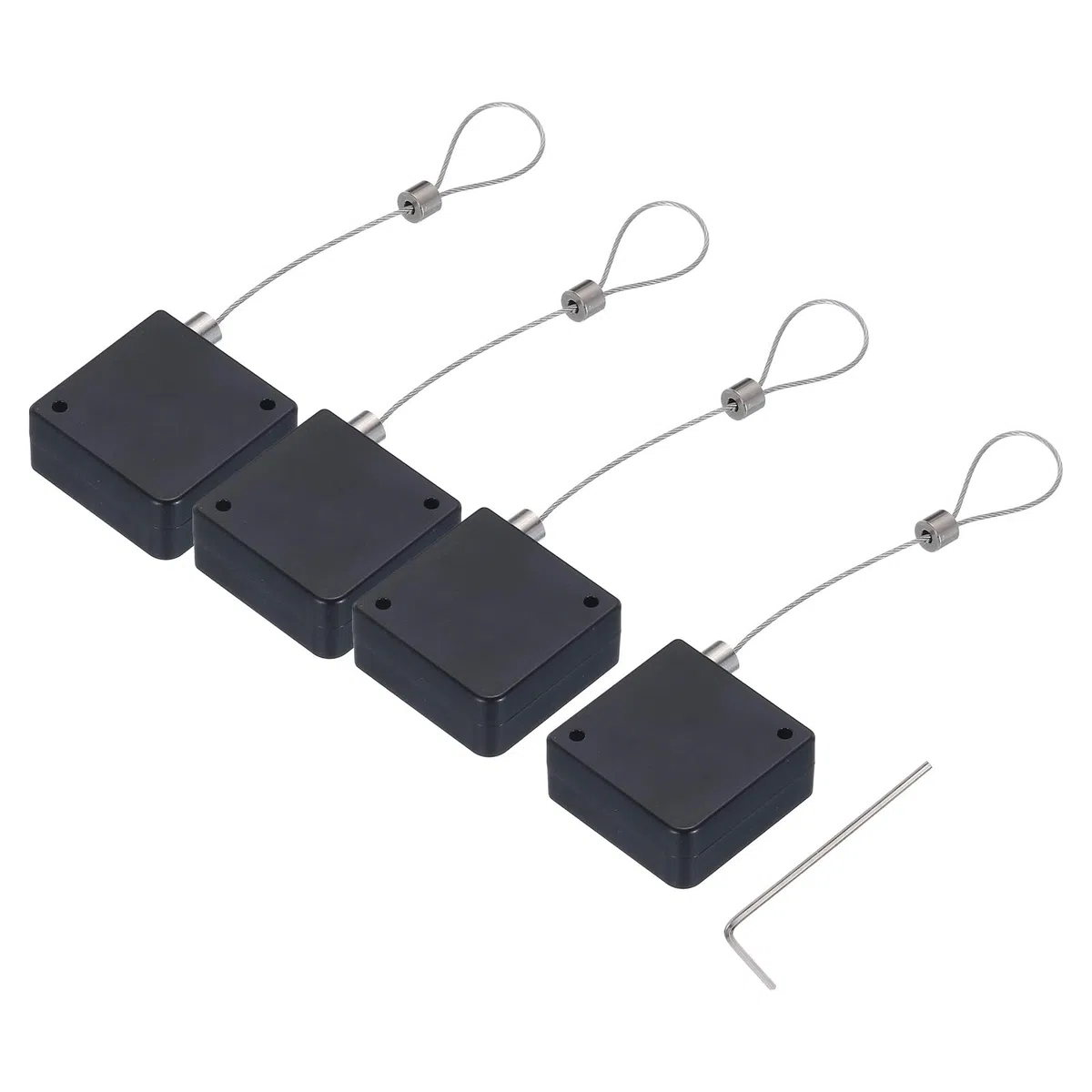 QUARKZMAN Retráctil Cable Cerradura con Doble Cara Adhesivo Lento Remoto Control Seguridad Cerradura para TV, DVD, Exposición Sala, Remoto, 600g 4 Juegos Negro