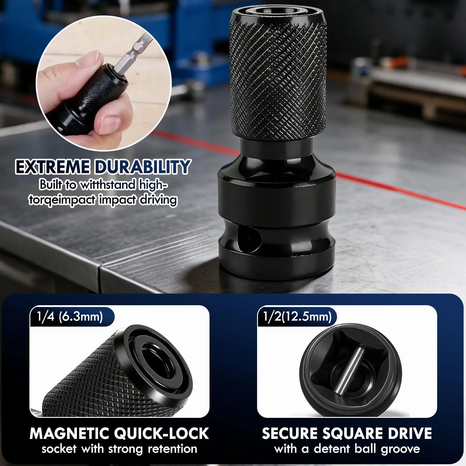 2 Adaptadores de Llave de Impacto, Adaptador de Llave de Impacto Sds Plus para Convertir Llaves de Impacto a martillos Eléctricos, Se Convierte en SDS Plus, para Uso con Taladro Eléctrico