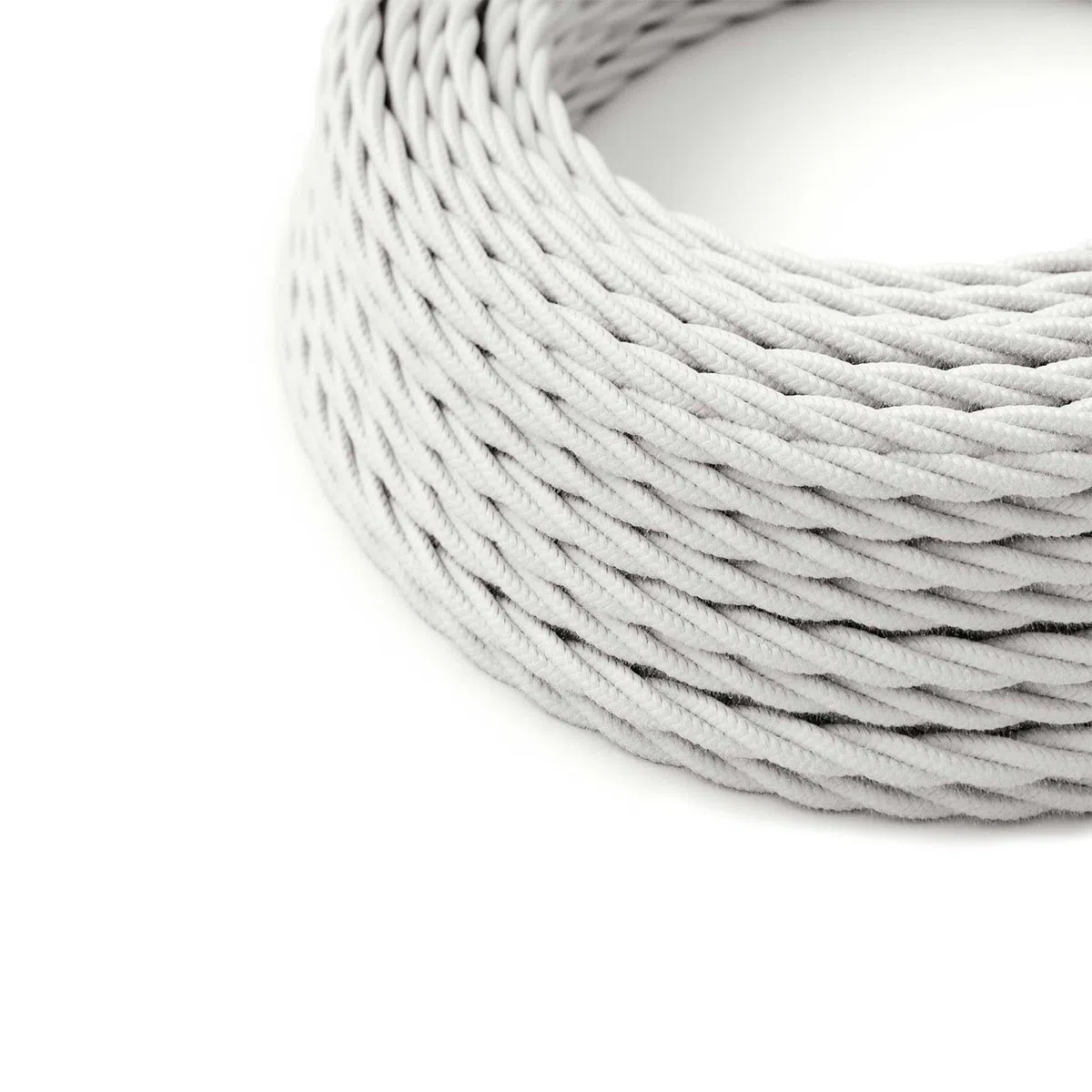 Cable eléctrico textil trenzado Blanco 5m | Hilo lámpara decorativo 2 hilos 2x0,75mm² | Cable flexible tejido para iluminación de diseño | Rollo de cable funda textil color blanco moderno