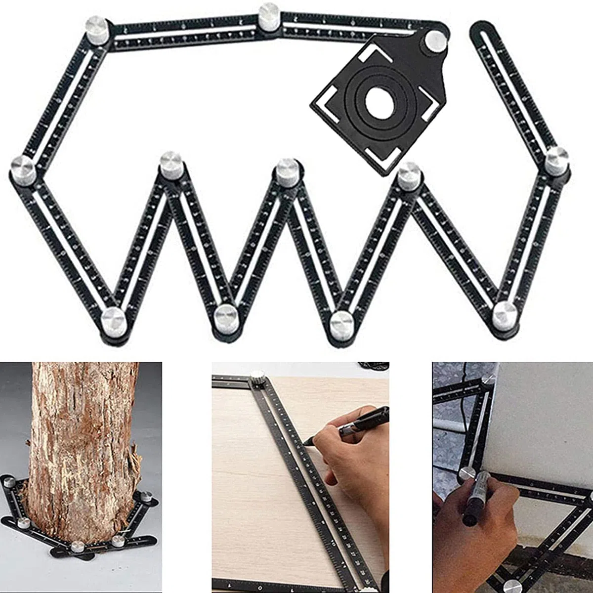 Regla de medición multiángulo para azulejos, herramienta de ángulo, herramienta de aleación de aluminio, 12 herramientas de estilo lateral, azulejos de cerámica, herramientas para arquitectos