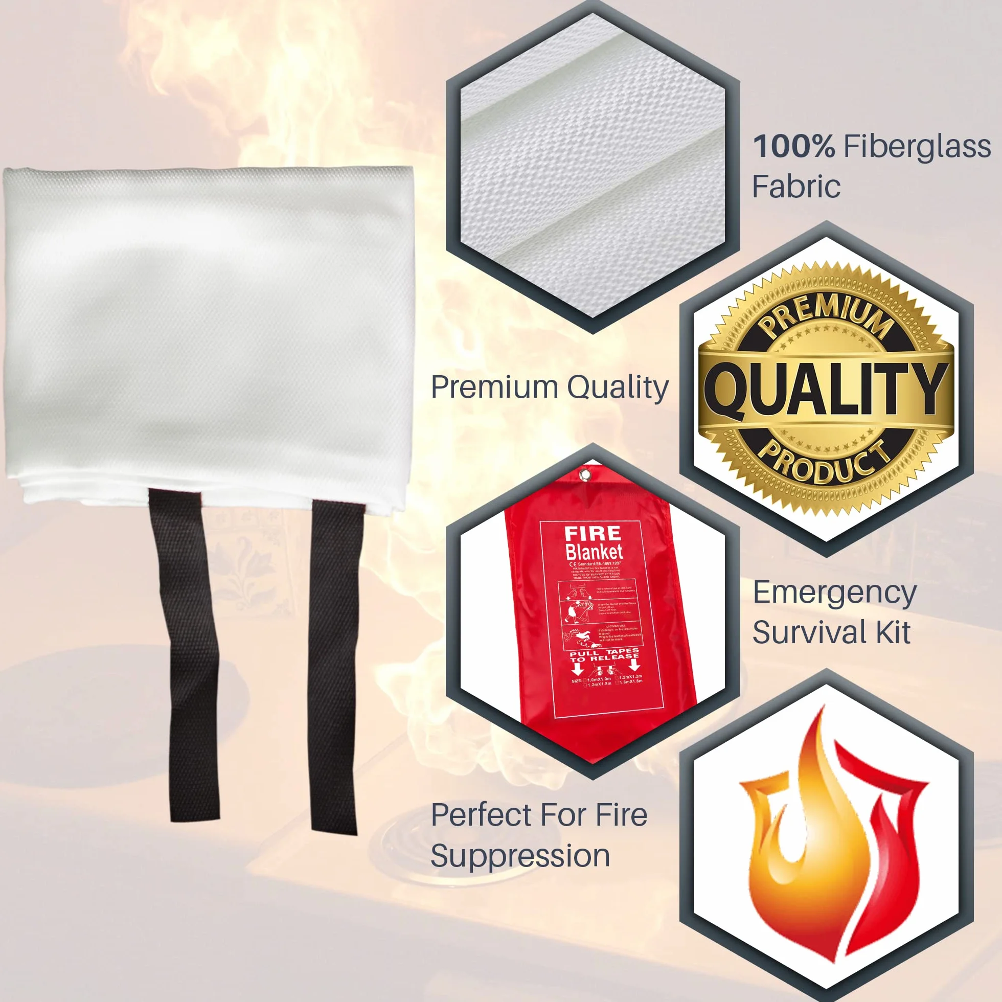 1Above Manta ignífuga Grande de 1 m de despliegue rápido y fácil para Incendios de Emergencia en tu hogar, Cocina, Oficina, Garaje y Caravana (1)