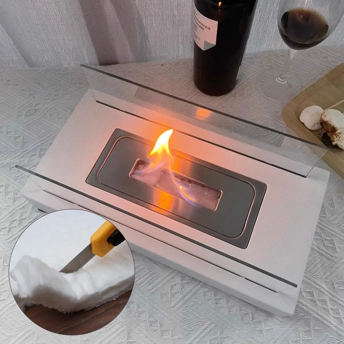 8 Piezas Lana de Ceramica Bioetanol, 30x20cm Esponja de Lana Cerámica Reemplazo Aislamiento de Fibra Cerámica para Fogatas de Mesa para Prolongar el Tiempo de Combustión