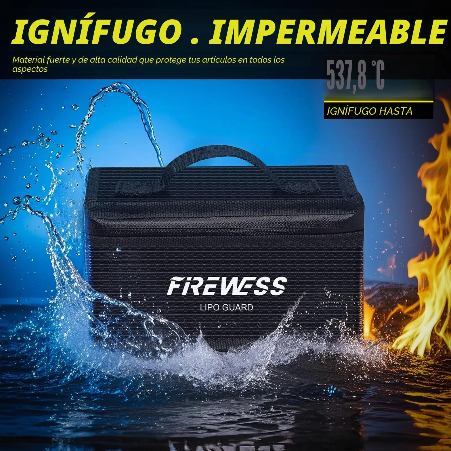Paquete de 2 bolsas de seguridad Lipo ignífugas, bolsa de batería de litio ignífuga y a prueba de explosiones, bolsa protectora de almacenamiento de batería Lipo para carga y almacenamiento