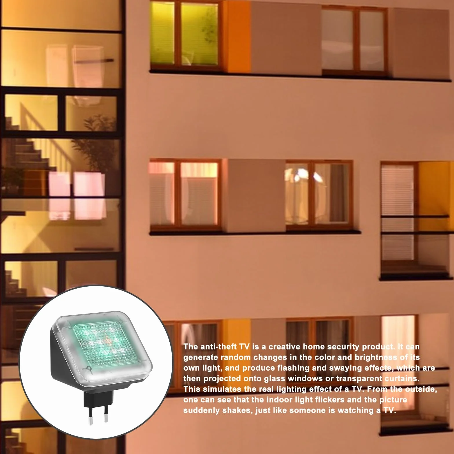 Simulador de TV: simulador de televisión LED, tiempo de funcionamiento ajustable ON/4h/7h, TV falsa mediante simulación de luz para uso como protección antirrobo