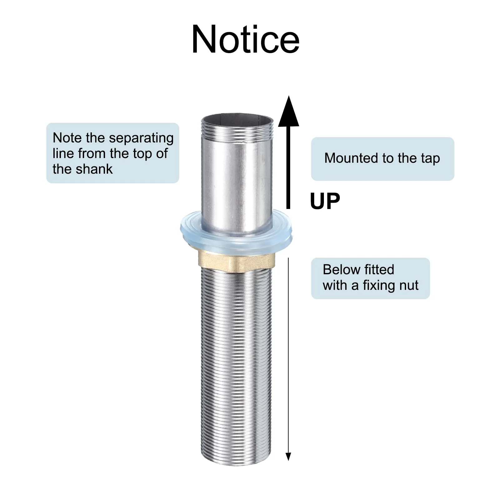 QUARKZMAN 6" Caña de Extensión de Montaje de Grifo de Acero Inoxidable con Tubo Roscado para Alargar la Caña de Montaje de Pie Alto Fijo con Tuerca y Junta 1 Piezas