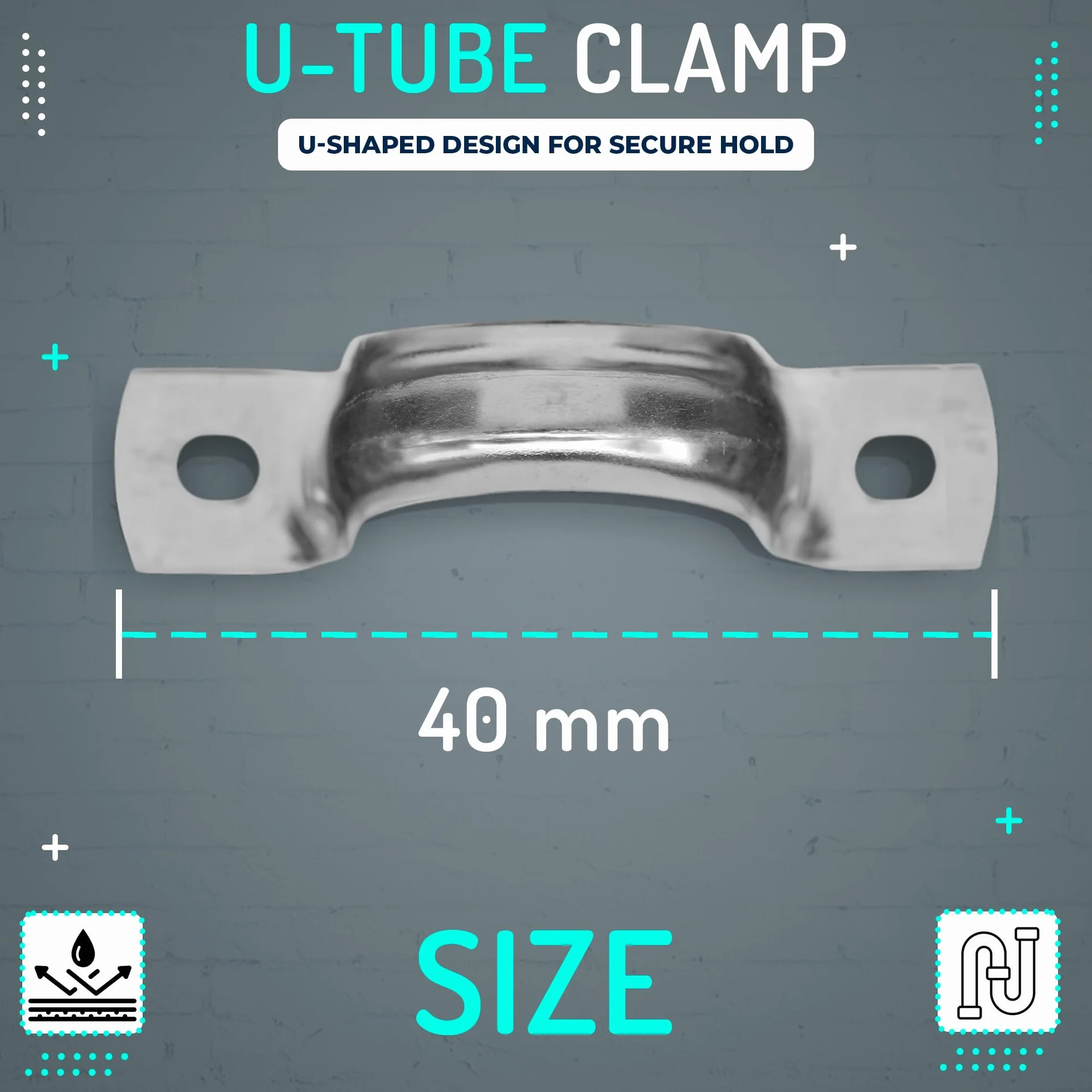 DOJA Barcelona Abrazaderas Metalicas Para Tubos en U 40mm Pack 50 Soporte Fijacion